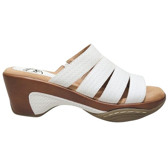 White Mountain Women Valora Wedge Heel Slide Sandals Size US 7.5M White Woven - Picture 3 of 7